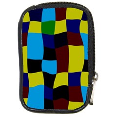 Distorted Squares In Retro Colors 			compact Camera Leather Case by LalyLauraFLM