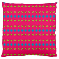 Hearts and rhombus pattern 	Large Flano Cushion Case (Two Sides)