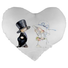 Little Bride And Groom Large 19  Premium Heart Shape Cushions by Weddings