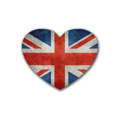 Union Jack 3x5 V10 Vintage Bright Print F Sml Rubber Coaster (heart)  by bruzer