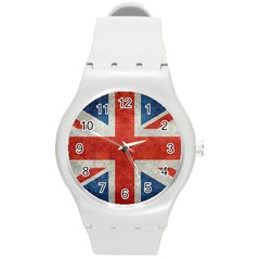 Union Jack 3x5 V10 Vintage Bright Print F Sml Round Plastic Sport Watch (m) by bruzer