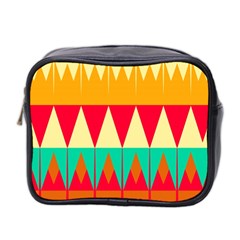 Triangles And Other Retro Colors Shapes Mini Toiletries Bag (two Sides) by LalyLauraFLM