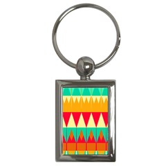 Triangles And Other Retro Colors Shapes 			key Chain (rectangle) by LalyLauraFLM