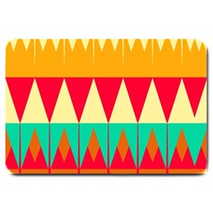 Triangles And Other Retro Colors Shapes 			large Doormat by LalyLauraFLM