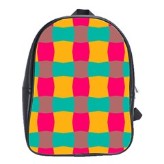 Distorted Shapes In Retro Colors Pattern 			school Bag (large) by LalyLauraFLM