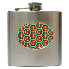 Red Flowers Pattern 			hip Flask (6 Oz) by LalyLauraFLM