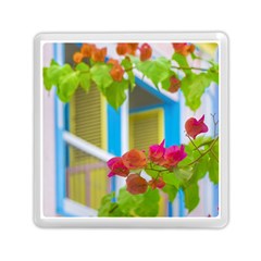 Colored Flowers In Front Ot Windows House Print Memory Card Reader (square)  by dflcprints