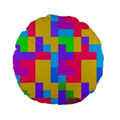 Colorful Tetris Shapes 	standard 15  Premium Flano Round Cushion by LalyLauraFLM