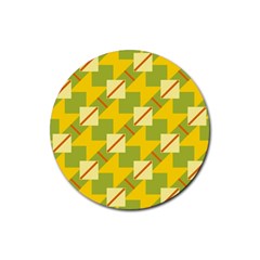 Squares And Stripes 			rubber Coaster (round) by LalyLauraFLM