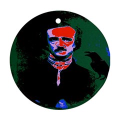 Edgar Allan Poe Pop Art  Round Ornament (two Sides)  by icarusismartdesigns