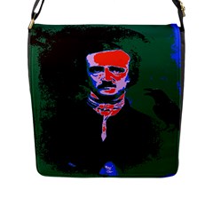 Edgar Allan Poe Pop Art  Flap Messenger Bag (l)  by icarusismartdesigns