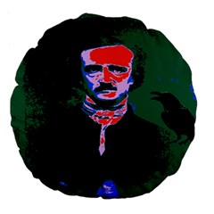 Edgar Allan Poe Pop Art  Large 18  Premium Flano Round Cushions by icarusismartdesigns