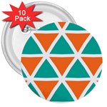 Orange green triangles pattern 			3  Button (10 pack) Front