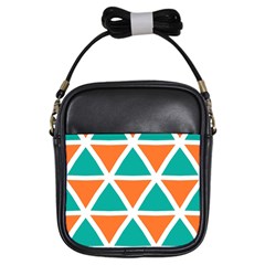 Orange Green Triangles Pattern 			girls Sling Bag by LalyLauraFLM