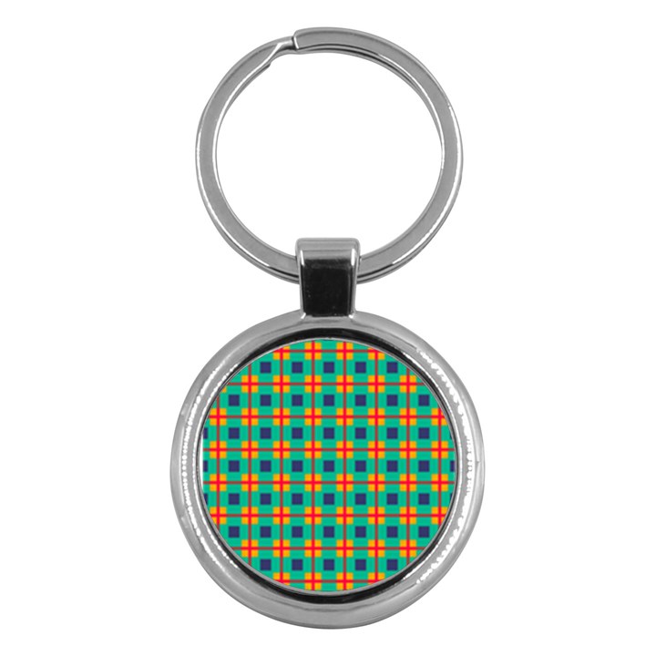 Squares in retro colors pattern 			Key Chain (Round)