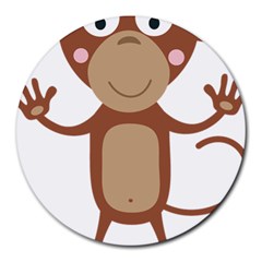 Female Monkey With Flower Round Mousepads by ilovecotton