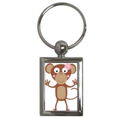 Female Monkey With Flower Key Chains (rectangle)  by ilovecotton