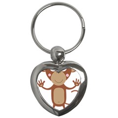 Female Monkey With Flower Key Chains (heart) 