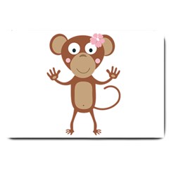 Female Monkey With Flower Large Doormat  by ilovecotton