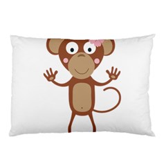 Female Monkey With Flower Pillow Cases by ilovecotton