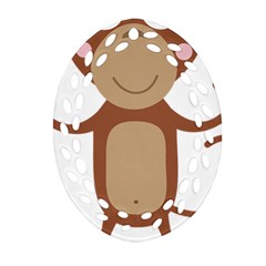 Female Monkey With Flower Oval Filigree Ornament (2-side)  by ilovecotton