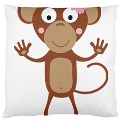 Female Monkey With Flower Large Cushion Cases (two Sides)  by ilovecotton