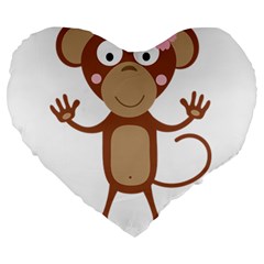 Female Monkey With Flower Large 19  Premium Heart Shape Cushions by ilovecotton