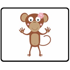 Female Monkey With Flower Double Sided Fleece Blanket (medium) 