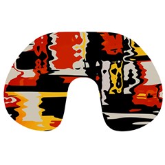 Distorted Shapes In Retro Colors Travel Neck Pillow by LalyLauraFLM