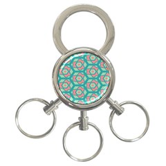 Pink Honeycombs Flowers Pattern  			3-ring Key Chain by LalyLauraFLM