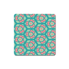 Pink Honeycombs Flowers Pattern  			magnet (square) by LalyLauraFLM
