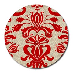 Ruby Red Swirls Round Mousepads by SalonOfArtDesigns