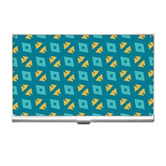 Blue Yellow Shapes Pattern 			business Card Holder by LalyLauraFLM