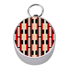 Rectangles And Stripes Pattern 			silver Compass (mini) by LalyLauraFLM