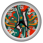 Retro colors chaos 			Wall Clock (Silver) Front