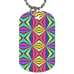 Connected Shapes In Retro Colors  			dog Tag (one Side) by LalyLauraFLM