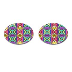 Connected Shapes In Retro Colors  			cufflinks (oval) by LalyLauraFLM