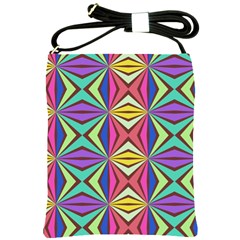 Connected Shapes In Retro Colors  			shoulder Sling Bag by LalyLauraFLM