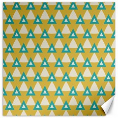 White Blue Triangles Pattern 			canvas 20  X 20  by LalyLauraFLM