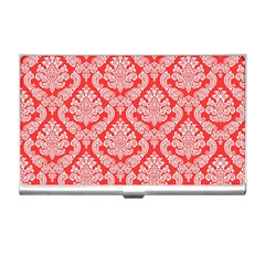 Salmon Damask Business Card Holders by SalonOfArtDesigns