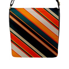 Diagonal Stripes In Retro Colors 			flap Closure Messenger Bag (l) by LalyLauraFLM