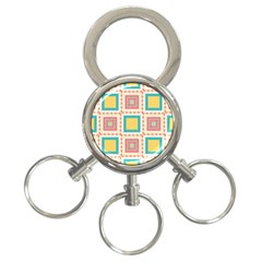 Pastel Squares Pattern 			3-ring Key Chain by LalyLauraFLM