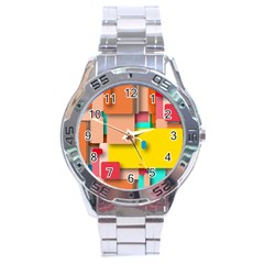 Rounded Rectangles Stainless Steel Men s Watch by hennigdesign