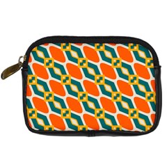 Chains And Squares Pattern 	digital Camera Leather Case by LalyLauraFLM