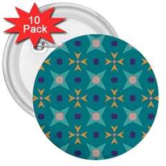 Flowers And Stars Pattern   			3  Button (10 Pack) by LalyLauraFLM