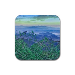 Fantasy Landscape Photo Collage Rubber Coaster (square)  by dflcprints