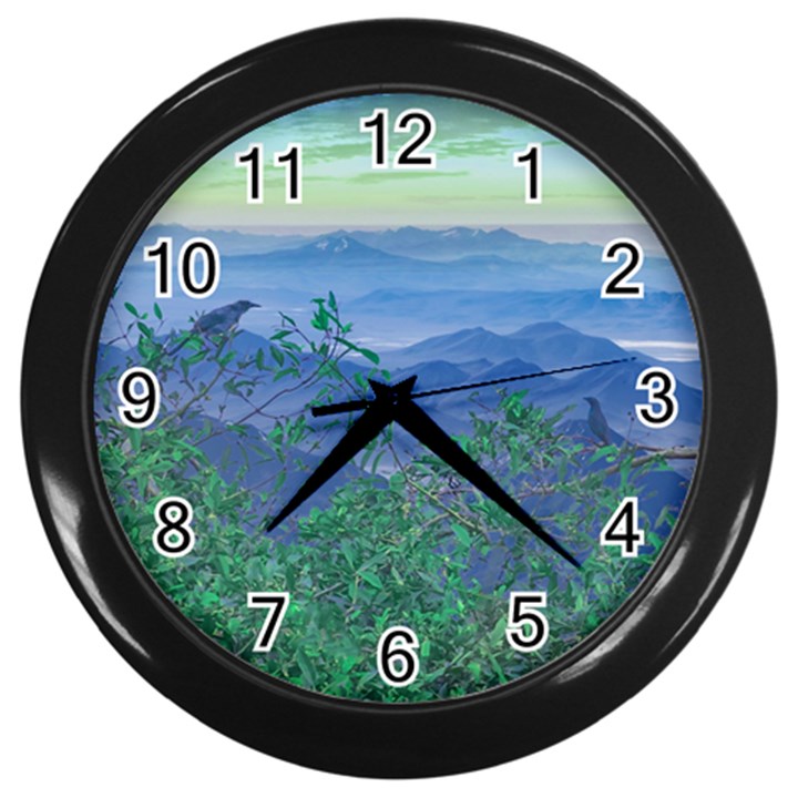 Fantasy Landscape Photo Collage Wall Clocks (Black)