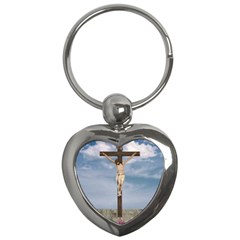 Jesus On The Cross Illustration Key Chains (heart)  by dflcprints