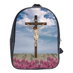 Jesus On The Cross Illustration School Bags(large)  by dflcprints