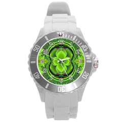 Green Clover Round Plastic Sport Watch (l) by Delasel